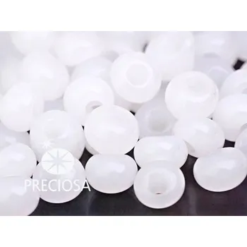 Dětské navlékací korálky PRECIOSA Drops - bílá mléčná > 2/0 (sáček 20g)