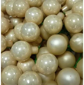 Vánoční ozdoba Baňky na drátku krémové 15 mm - 1ks - lesk/mat