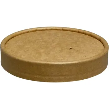 Jednorázové nádobí Víčko papírové na kelímek na polévku 26oz, 117mm kraft hnědé code 3.1474 - 500 ks
