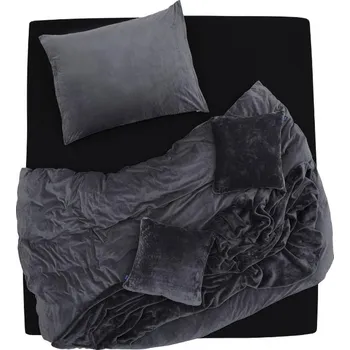 Povlečení SCANquilt povlečení VELUR UNI tmavě šedá 140 x 200/70 x 90 cm