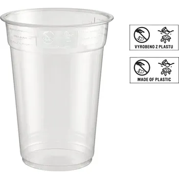 Jednorázové nádobí Kelímek rPET 500/630ml 95mm ROVNÝ transparentní - EU logo - 800 ks