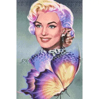 Diamantové malování Diamantové malování - Marilyn Monroe s motýlem Velikost: 40x60cm, Rámování: Pouze srolované plátno, Diamanty: Kulaté