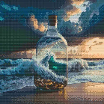 Diamantové malování Diamantové malování - Moře v láhvi Velikost: 50x50cm, Rámování: Pouze srolované plátno, Diamanty: Kulaté