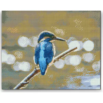 Diamantové malování Diamantové malování - Ledňáček na větvi Velikost: 30x40cm, Rámování: Pouze srolované plátno, Diamanty: Čtvercové