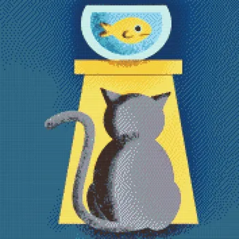 Diamantové malování Diamantové malování - Kočka a kořist Velikost: 50x50cm, Rámování: Pouze srolované plátno, Diamanty: Čtvercové