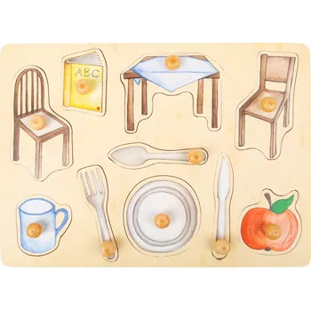 Dřevěná hračka small foot Dřevěné puzzle Každodenní objekty