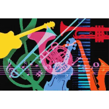 Diamantové malování Diamantové malování - Hudební nástroje Velikost: 40x60cm, Rámování: Pouze srolované plátno, Diamanty: Kulaté