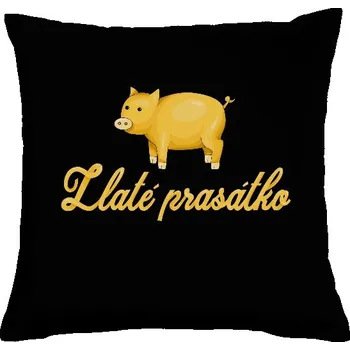 Pánská móda Polštář saténový s potiskem Zlaté prasátko