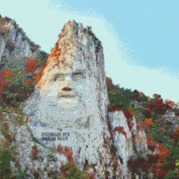 Diamantové malování Diamantové malování - Skalní socha Decebalus, Rumunsko Velikost: 50x50cm, Rámování: Pouze srolované plátno, Diamanty: Kulaté