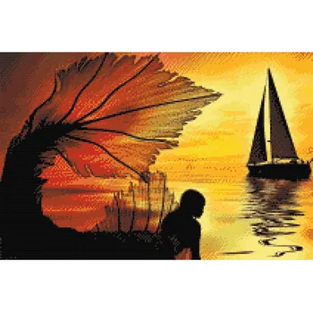 Diamantové malování Diamantové malování - Mořská panna sledující plachetnici Velikost: 40x60cm, Rámování: Pouze srolované plátno, Diamanty: Kulaté