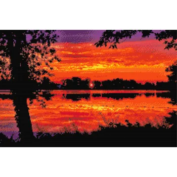 Diamantové malování Diamantové malování - Červený západ slunce Velikost: 40x60cm, Rámování: Pouze srolované plátno, Diamanty: Kulaté