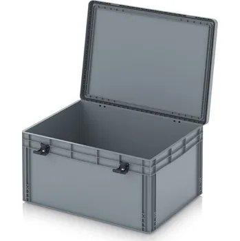 paleta Euro přepravka s víkem s panty Pro 81,3 x 62,8 x 43,8 cm, zavřená - Stříbrošedá - materiál: PP - EDP S 86/42 HG