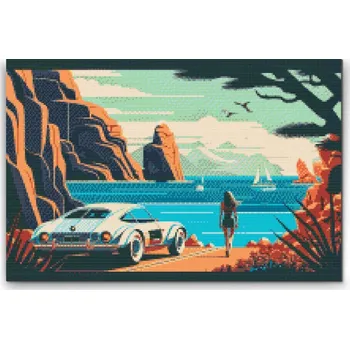 Diamantové malování Diamantové malování - Rychlost na pláži Velikost: 40x60cm, Rámování: Pouze srolované plátno, Diamanty: Čtvercové