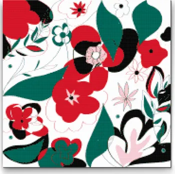 Diamantové malování Diamantové malování - Abstraktní květiny 2 Velikost: 50x50cm, Rámování: Pouze srolované plátno, Diamanty: Kulaté