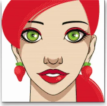 Diamantové malování Diamantové malování - Žena s jahodovými náušnicemi Velikost: 50x50cm, Rámování: Pouze srolované plátno, Diamanty: Kulaté