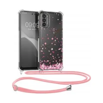 Průhledné pouzdro s designem třešňový květ pro Motorola Moto G31 / Moto G41 - růžová