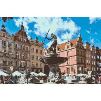 Diamantové malování Diamantové malování - Neptunova fontána Gdaňsk Velikost: 40x60cm, Rámování: Pouze srolované plátno, Diamanty: Čtvercové