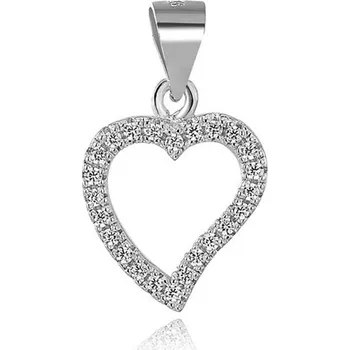 Šperk Stříbrný přívěšek srdíčko s čirými zirkony STRZ1024F