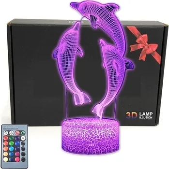 umělá květina MARZIUS 3D LED noční světlo - delfín