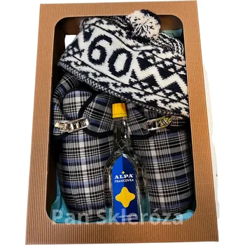 Čepice Pegres Bačkory s přezkou, narozeninová zmijovka 60 a francovka v dárkové krabici