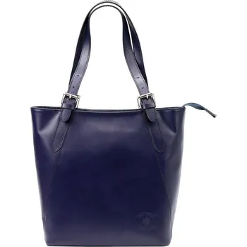 Kabelka Velká modrá kožená dámská kabelka přes rameno L Artigiano