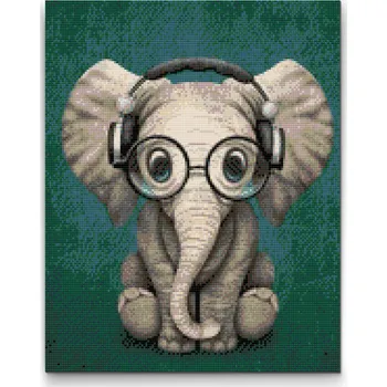 Diamantové malování Diamantové malování - Sloník s brýlemi Velikost: 30x40cm, Rámování: Pouze srolované plátno, Diamanty: Čtvercové