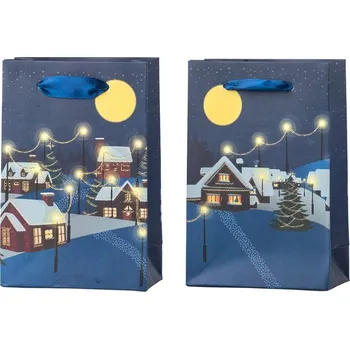 Dárková taška Taška dárková 100x150 mm vesnice ve vánočním čase, barevná 15 gram
