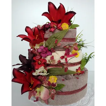 Veratex Textilní dort třípatrový vínová stuha