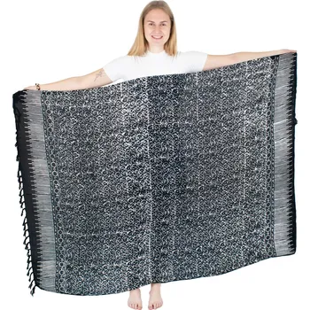 Šátek Batikovaný sarong / pareo / plážový šátek Ningrum Black, Sittar