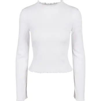 Dámské tričko Dámský žebrovaný rolák s dlouhým rukávem bílý Urban Classics bílá 2549158