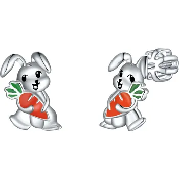 Náušnice Olivie Stříbrné náušnice na šroubek KRÁLÍK 8110 Ag 925; ≤1,8 g.