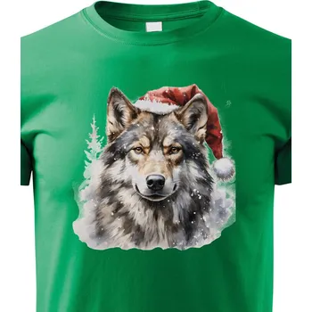Chlapecké tričko Dětské tričko Vánoční vlk, Barva Zelená, Velikost 110 cm/4 roky, Canvas Dětské tričko Bezvatriko.cz 2154