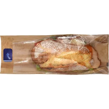 Jednorázové nádobí Sáček na bagetu a panini PANO RAZOR papír natur + PET fólie 12x5x30cm - 1000 ks