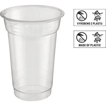 Jednorázové nádobí Kelímek rPET 300/350ml 78mm transparentní- EU logo - 1250 ks