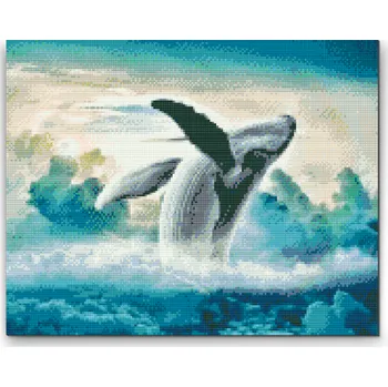 Diamantové malování Diamantové malování - Velryba v oblacích Velikost: 30x40cm, Rámování: Pouze srolované plátno, Diamanty: Čtvercové