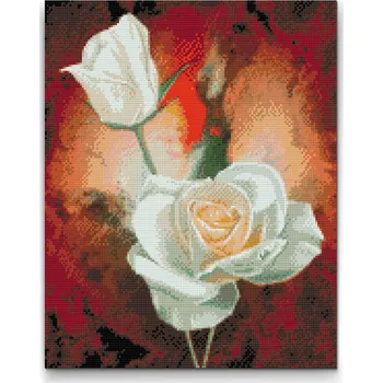 Diamantové malování Diamantové malování - Bílé růže Velikost: 30x40cm, Rámování: Pouze srolované plátno, Diamanty: Kulaté