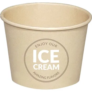 Jednorázové nádobí Kelímek papírový na zmrzlinu BIO BAMBOO 16oz 450ml, 110mm 100% kompostovatelný - 1000 ks