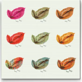 Diamantové malování Diamantové malování - Ptáčkové z listí Velikost: 50x50cm, Rámování: Pouze srolované plátno, Diamanty: Kulaté