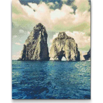 Diamantové malování Diamantové malování - Ostrov Capri, Itálie Velikost: 30x40cm, Rámování: Pouze srolované plátno, Diamanty: Kulaté