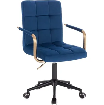 LuxuryForm DESIGN Kosmetická židle VERONA GOLD VELUR na černé podstavě s kolečky - modrá