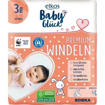 Přebalování Elkos Premium dětské pleny 3 Midi 5-9 kg 46 kusů