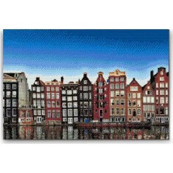 Diamantové malování Diamantové malování - Domy v Amsterdamu 2 Velikost: 40x60cm, Rámování: Pouze srolované plátno, Diamanty: Čtvercové