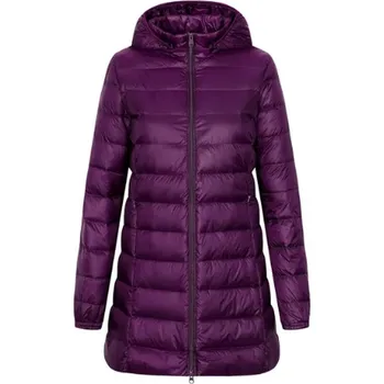 Dámský kabát Dámský podzimní/zimní kabát s odnímatelnou kapucí - velikosti až do 7XL Barva: nachová, Velikost: 7XL