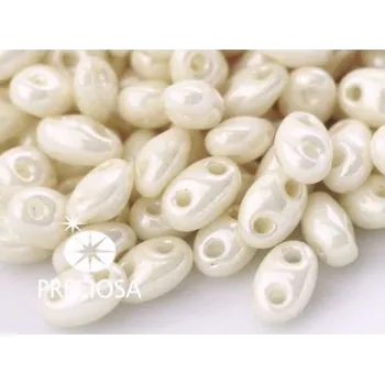 Dětské navlékací korálky Korálky/rokajl TWIN (dvoudírkový) - smetanová perleťová > 2,5x5 mm (10g)
