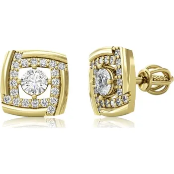 Náušnice Couple, Stylové pecky Kostka Eleganza, žluté zlato se zirkony, 585-66-3-0432.0Z00.0.00.001.05