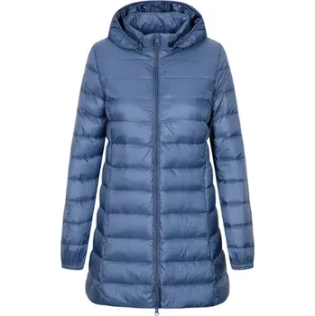 Dámský podzimní/zimní kabát s odnímatelnou kapucí - velikosti až do 7XL Barva: modrá, Velikost: 4XL