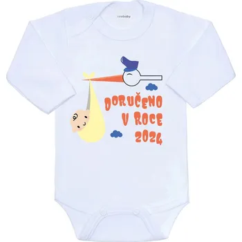 Kojenecký body Body s potiskem New Baby Doručeno v roce 2024, vel. 56 (0-3m)