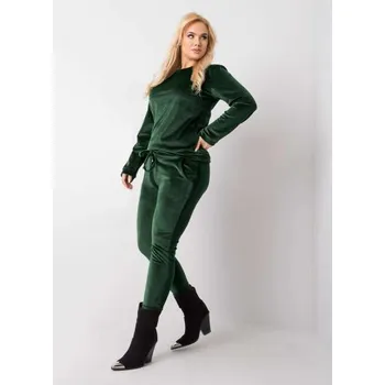 Dámský set velurový plus size JEANNE tmavě zelený