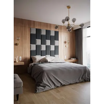 Obklad ELTAP Čalouněný panel SET QUADRATTA 180x180 šedý, černý