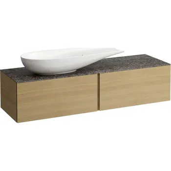 Umyvadlo Alessi One - zásuvkový element 1600, se 2 zásuvkami, s výřezem vlevo, top Marrone Naturale vč. otvoru pro baterii, pro umyvadlo H818974, světlý dub H4323440972501